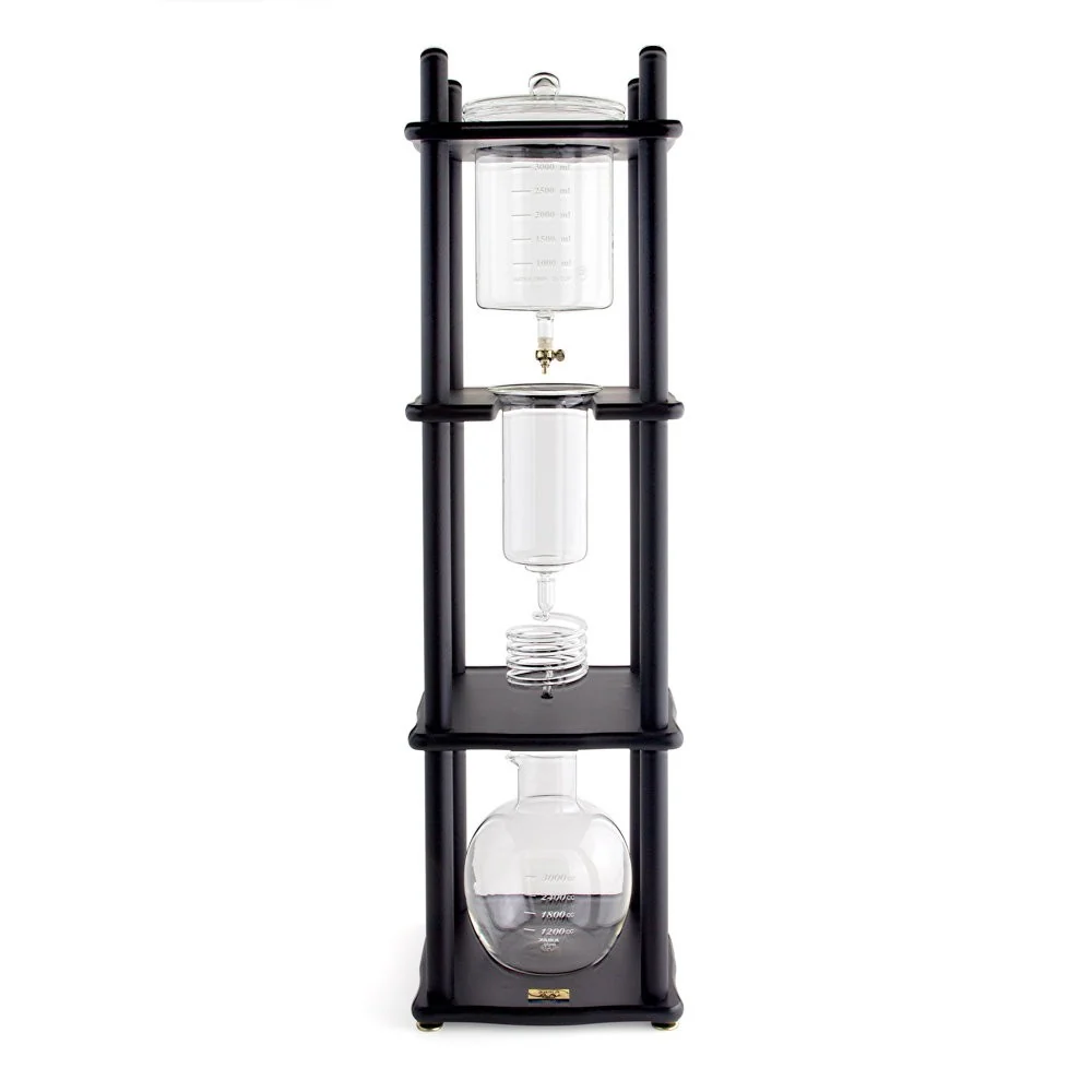 Yama Glass 25 Cup Cold Drip Maker Straight Black Wood Frame