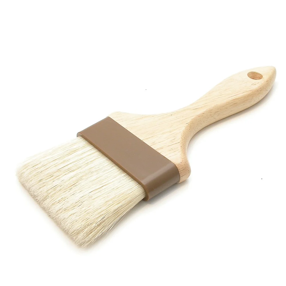 3" Wide Flat Brush With Wood Handle & Natural Bristles