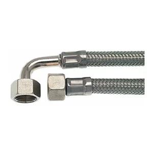 3/8" F X 3/8" F BSP Stainless Steel Flex Hose with Elbow - 1.0m (39.5")