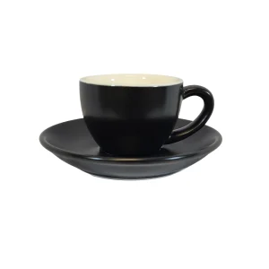 Coffee Addicts Espresso Cup & Saucer (80ml, 2.7oz) - Glossy Black